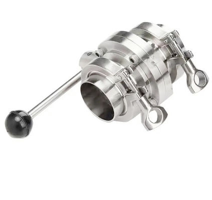 سعر جيد Stainless Steel Hand Operated Butterfly Valve , Tri Clamp Ferrule Complete Set الانترنت